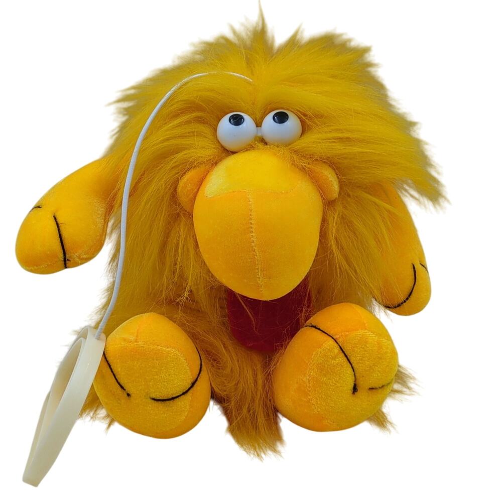 VTG SKM Silly Spring Monster Yellow Toy Stuffed Animal Plush Animal Wild Hair